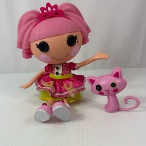 Lalaloopsy Jewel Sparkles 2009 Full Size Doll Pink Hair w/ Crown and Pet Cat